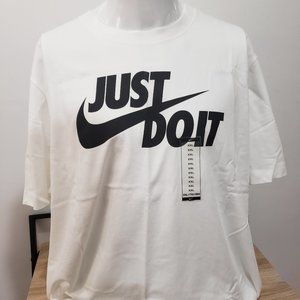 New Men's Authentic Nike Sportswear Just Do It T-Shirt White Black XX-Large 2XL
